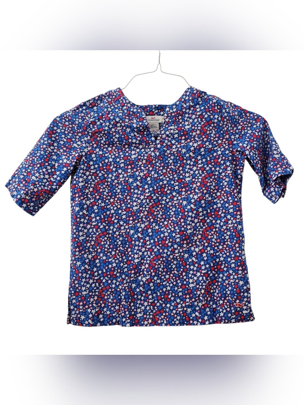 Vineyard Vines Girl's Linen Red, Blue, White Star Whale Tunic (XS)